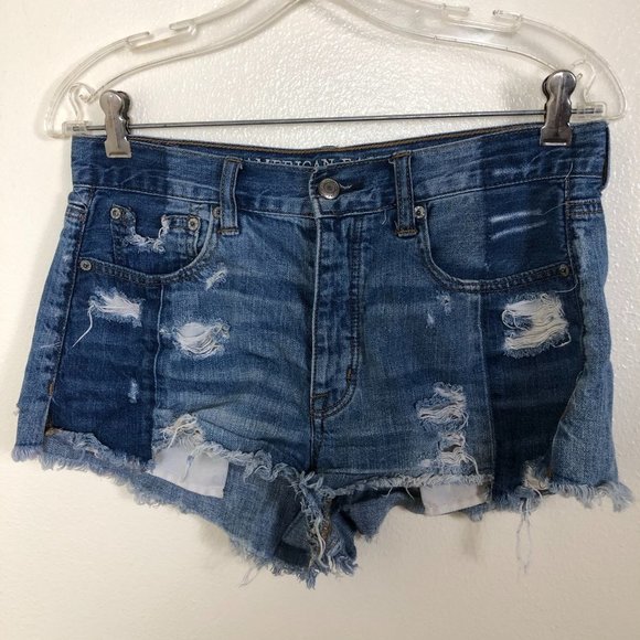 AMERICAN EAGLE Button Up Denim Jean Shorts Size 6 - Picture 1 of 12